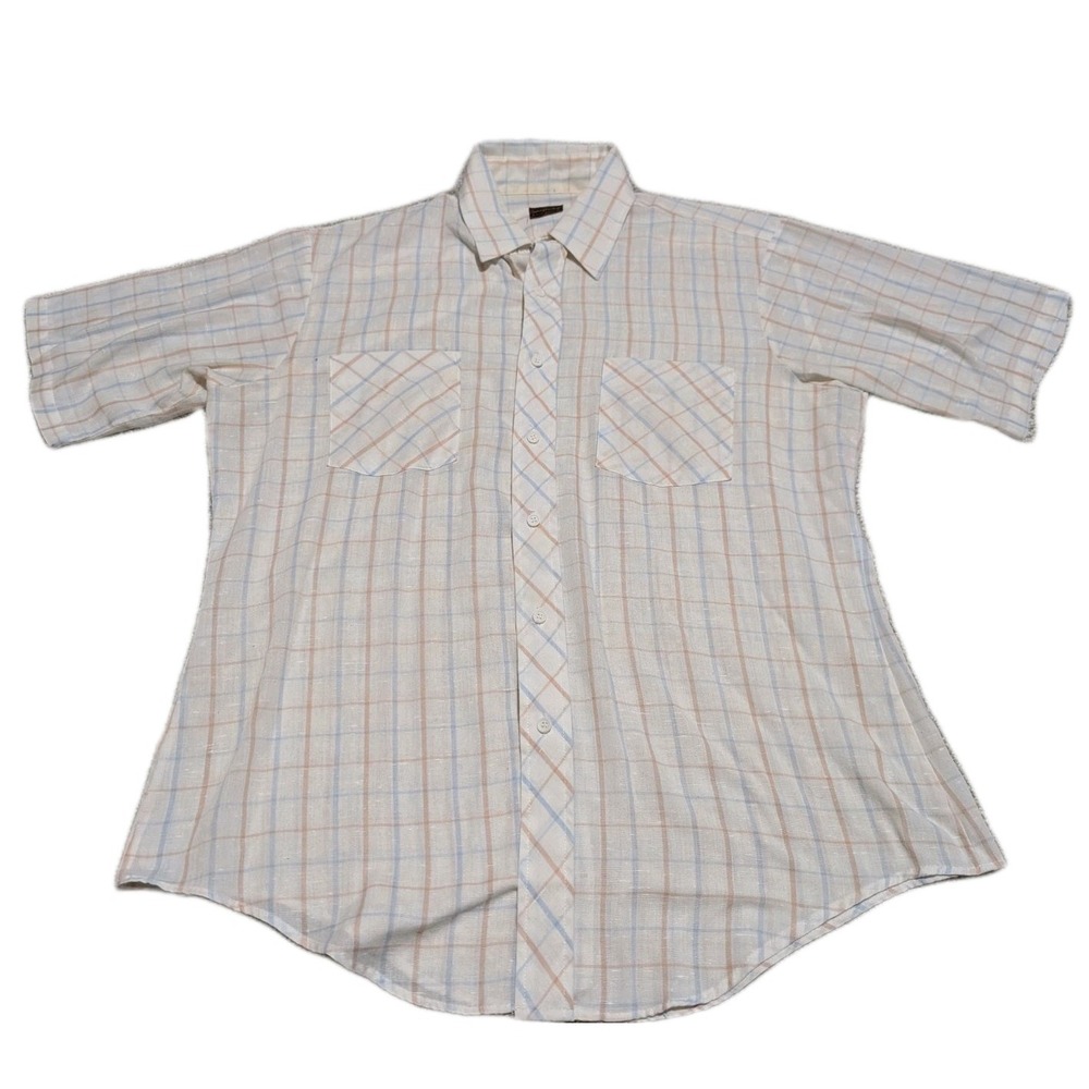 Christopher Hart Large 16 Mans Cream Striped Dots Long Sleeve Textured Shirt